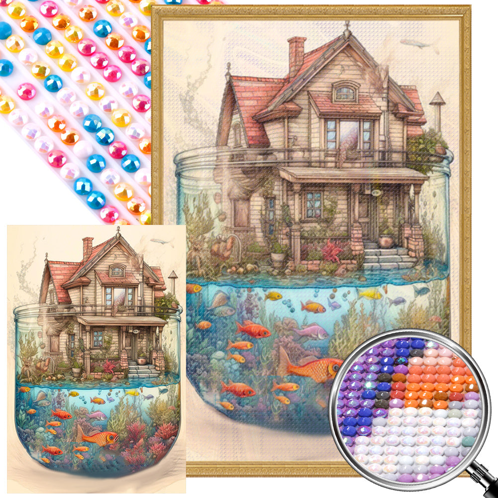 AB Diamond Painting - Full Round - Fish Tank House (40*60CM)
