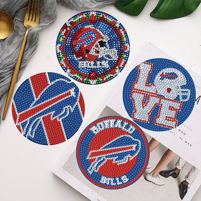 Rugby Team 6pcs DIY Diamond Painting Coasters W/ Holder for Beginner Adult Gift