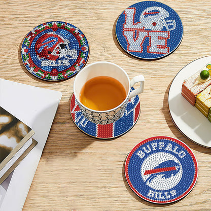 Rugby Team 6pcs DIY Diamond Painting Coasters W/ Holder for Beginner Adult Gift
