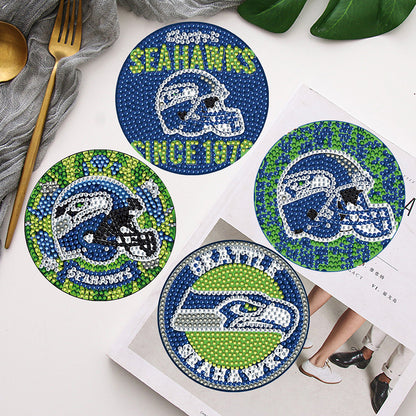 Rugby Team 6pcs DIY Diamond Painting Coasters W/ Holder for Beginner Adult Gift