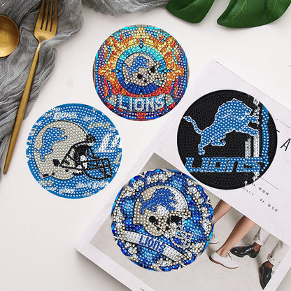 Rugby Team 6pcs DIY Diamond Painting Coasters W/ Holder for Beginner Adult Gift