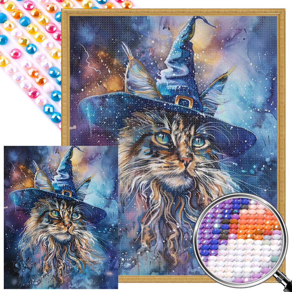 AB Diamond Painting - Full Round - Wizard Hat Kitten (40*50CM)