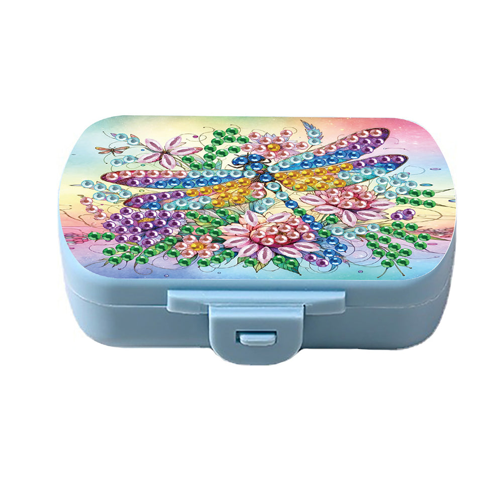 5D DIY Diamond Painting Dot Pill Case Diamond Art Pill Storage Box (Dragonfly)