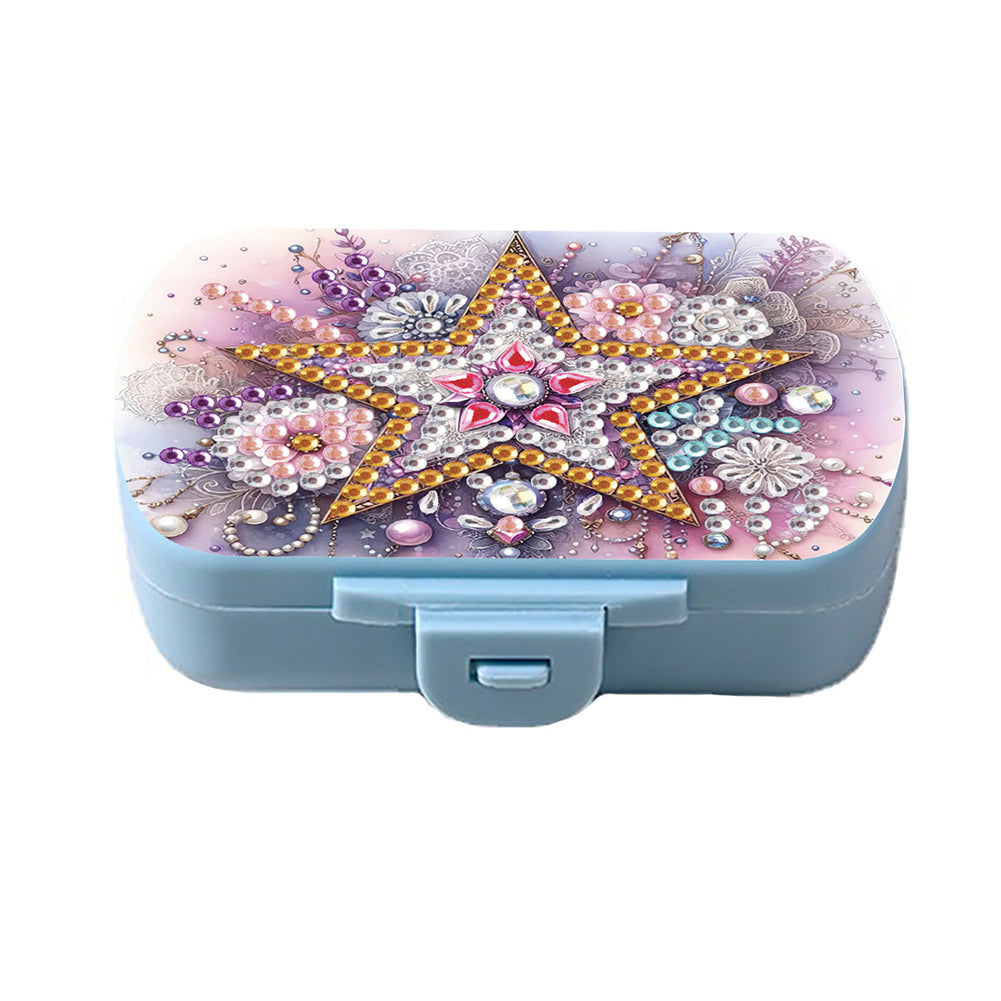 5D DIY Diamond Painting Dot Pill Case Diamond Art Pill Storage Box (Star)