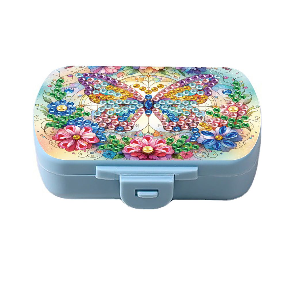 5D DIY Diamond Painting Dot Pill Case Diamond Art Pill Storage Box (Butterfly)