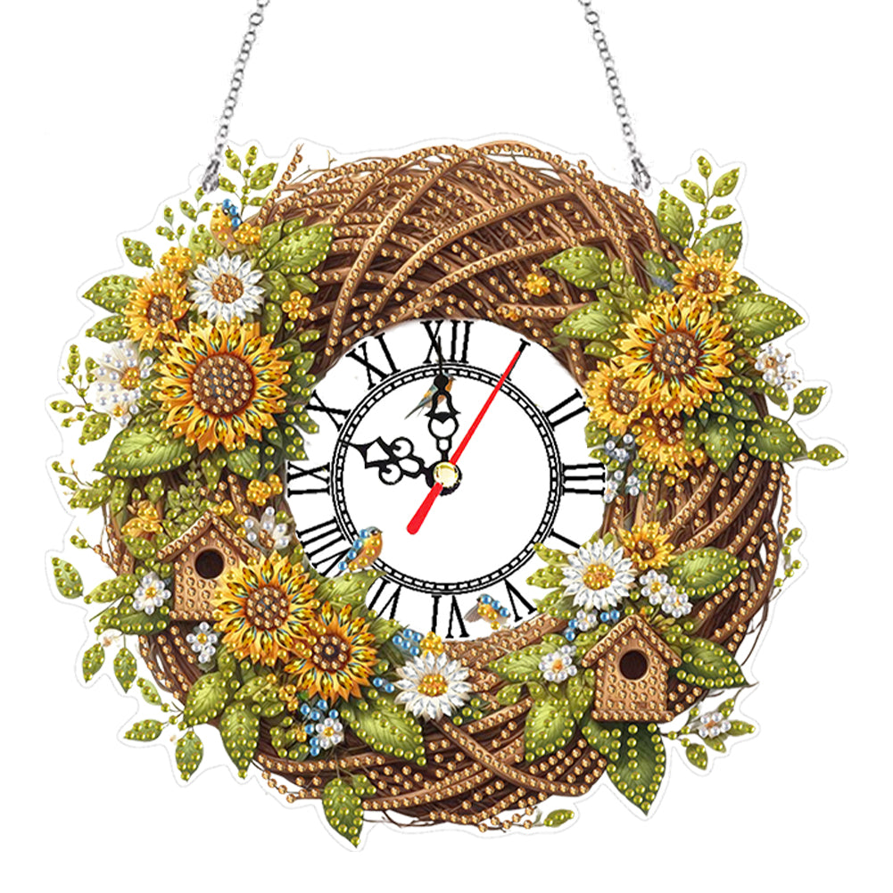 Acrylic Special Shape Daisy 5D Diamond Painting Clock Art Craft for Desktop Wall