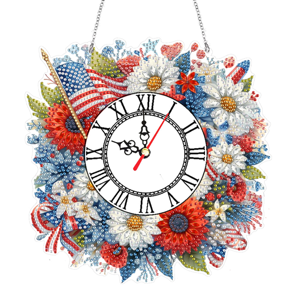 Acrylic Special Shape Daisy 5D Diamond Painting Clock Art Craft for Desktop Wall