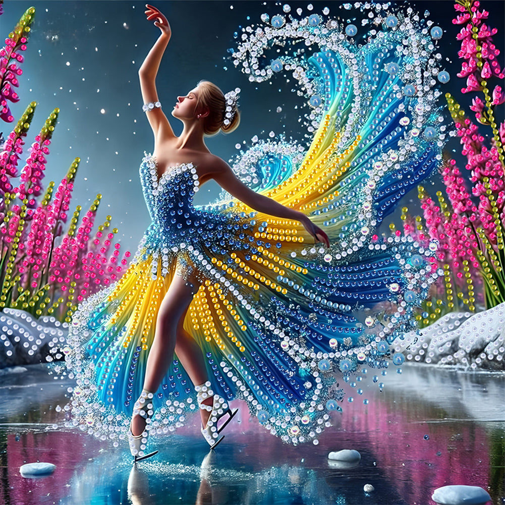 Diamond Painting - Partial Special Shaped - Dancing On Ice Girl (30*30CM)