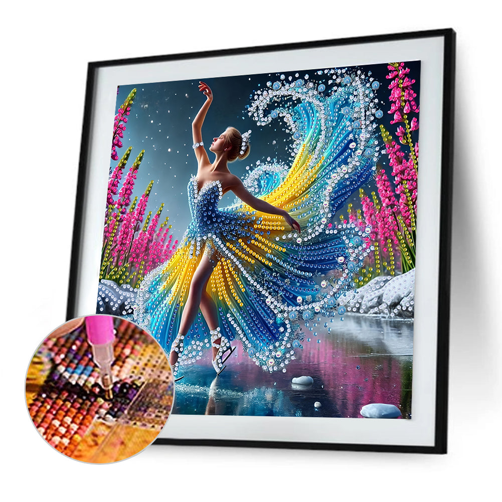 Diamond Painting - Partial Special Shaped - Dancing On Ice Girl (30*30CM)