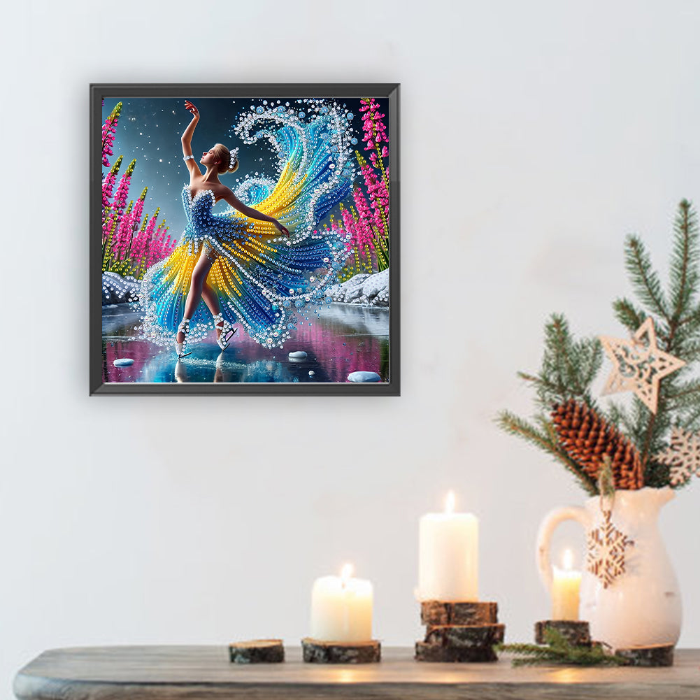 Diamond Painting - Partial Special Shaped - Dancing On Ice Girl (30*30CM)