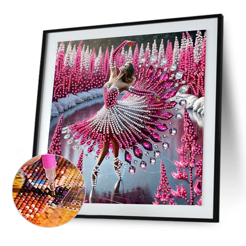 Diamond Painting - Partial Special Shaped - Dancing On Ice Girl (30*30CM)
