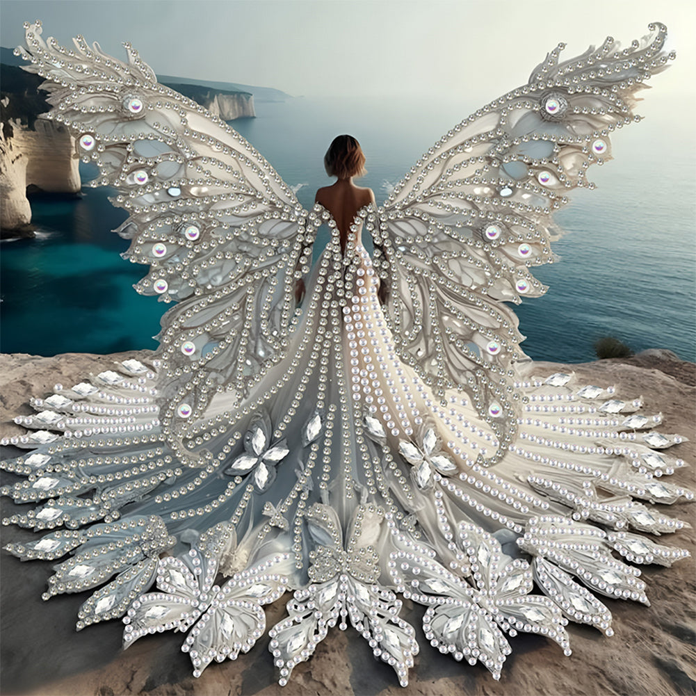 Diamond Painting - Partial Special Shaped - Angel Wings Girl (30*30CM)