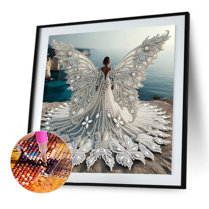 Diamond Painting - Partial Special Shaped - Angel Wings Girl (30*30CM)