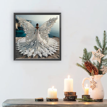 Diamond Painting - Partial Special Shaped - Angel Wings Girl (30*30CM)