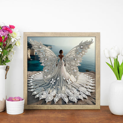 Diamond Painting - Partial Special Shaped - Angel Wings Girl (30*30CM)