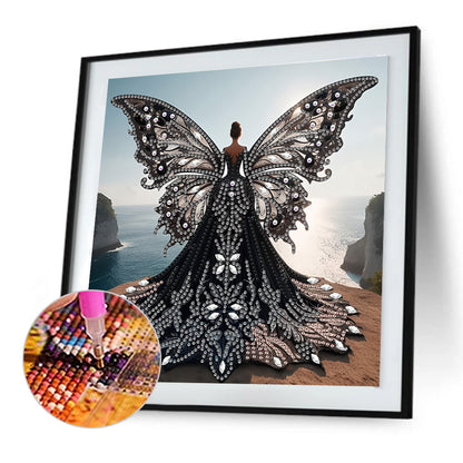 Diamond Painting - Partial Special Shaped - Angel Wings Girl (30*30CM)