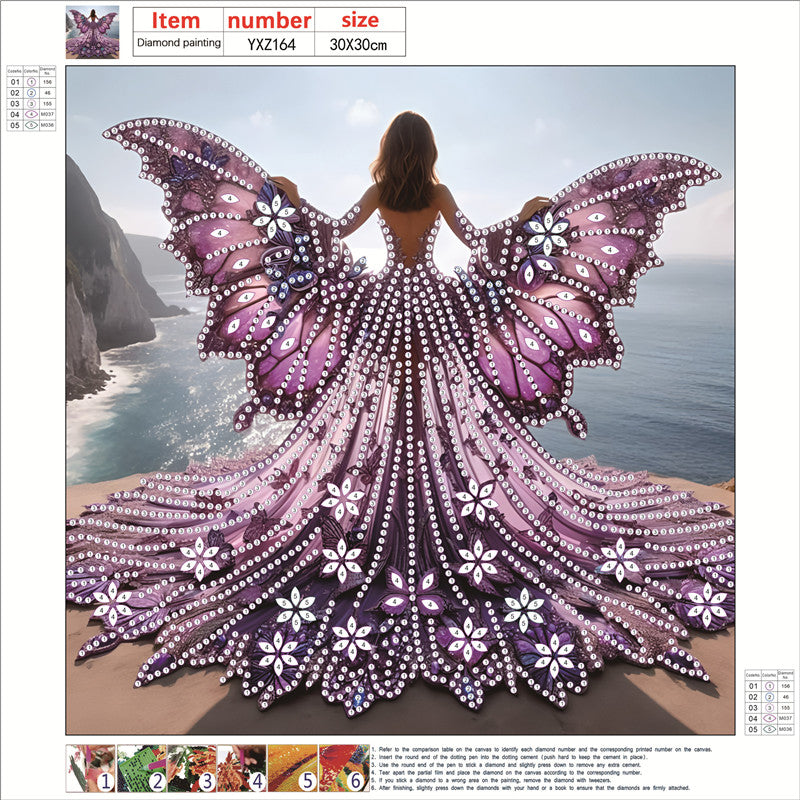 Diamond Painting - Partial Special Shaped - Angel Wings Girl (30*30CM)