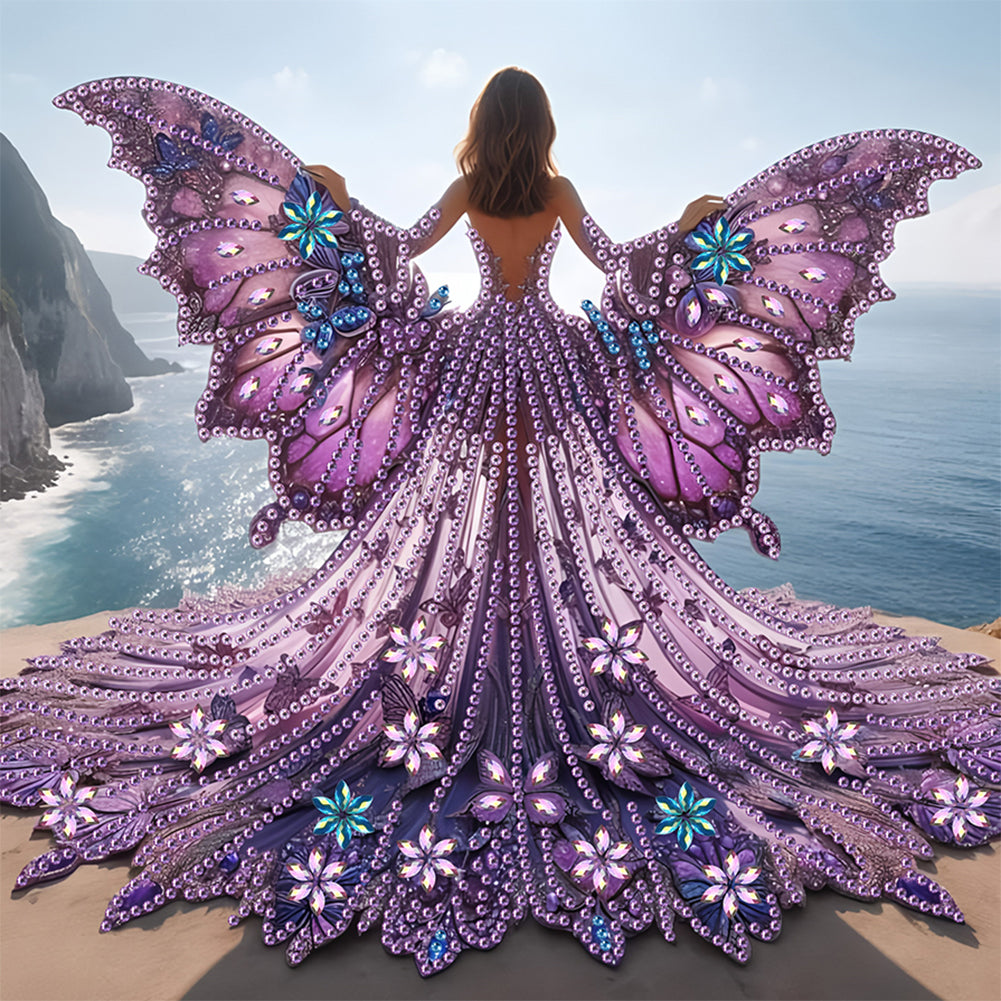 Diamond Painting - Partial Special Shaped - Angel Wings Girl (30*30CM)