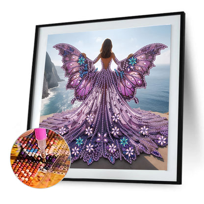 Diamond Painting - Partial Special Shaped - Angel Wings Girl (30*30CM)