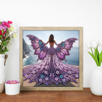 Diamond Painting - Partial Special Shaped - Angel Wings Girl (30*30CM)