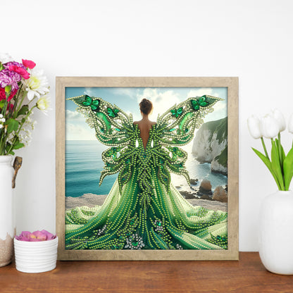 Diamond Painting - Partial Special Shaped - Angel Wings Girl (30*30CM)