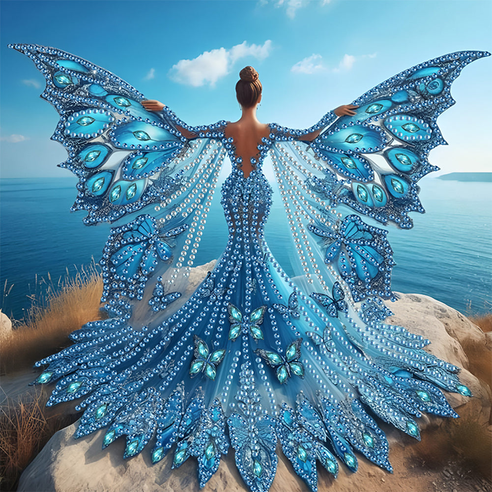 Diamond Painting - Partial Special Shaped - Angel Wings Girl (30*30CM)