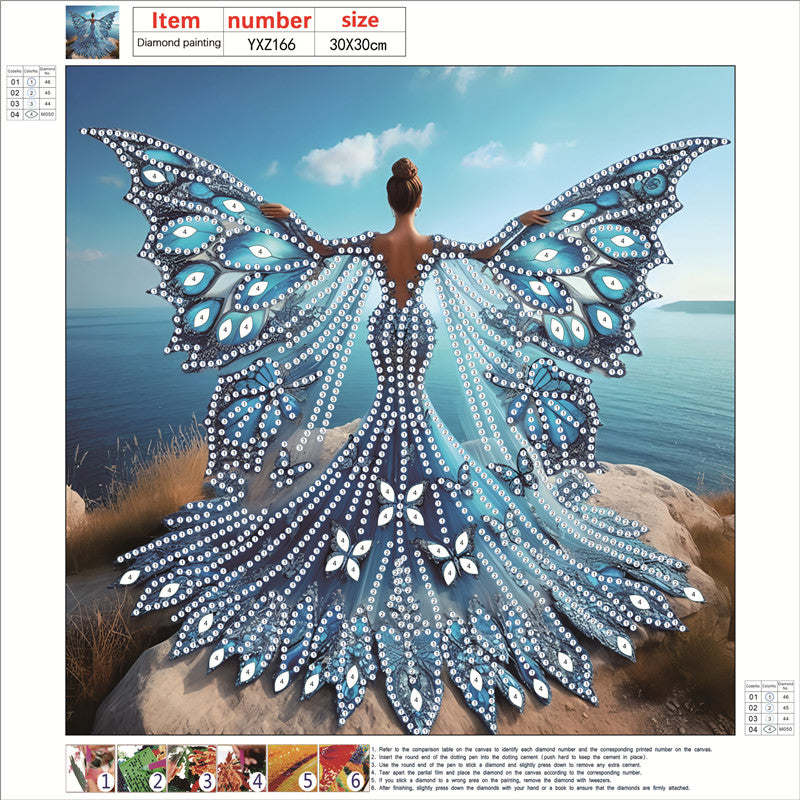 Diamond Painting - Partial Special Shaped - Angel Wings Girl (30*30CM)