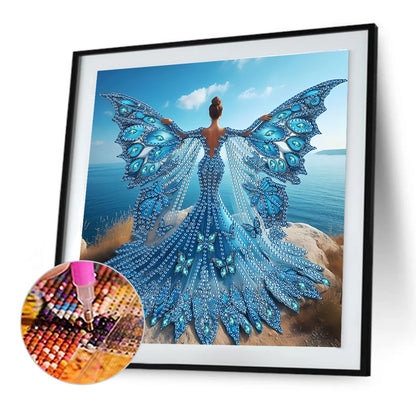 Diamond Painting - Partial Special Shaped - Angel Wings Girl (30*30CM)