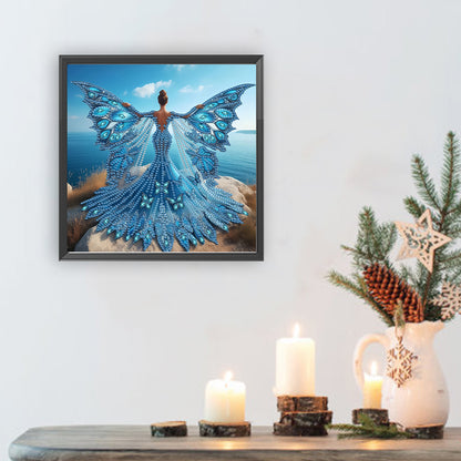 Diamond Painting - Partial Special Shaped - Angel Wings Girl (30*30CM)