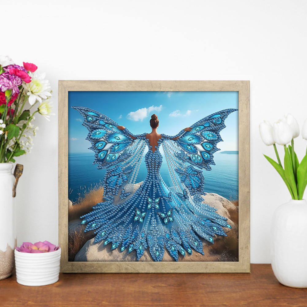 Diamond Painting - Partial Special Shaped - Angel Wings Girl (30*30CM)