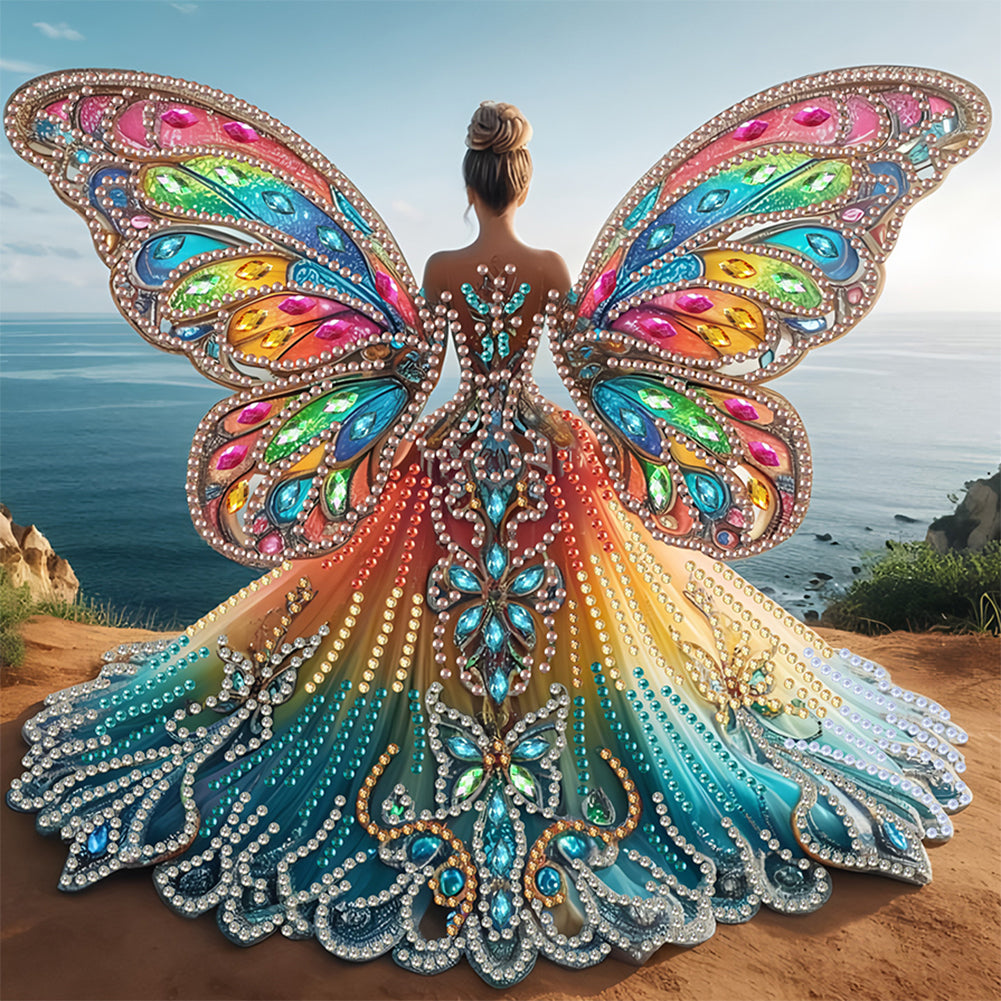 Diamond Painting - Partial Special Shaped - Angel Wings Girl (30*30CM)