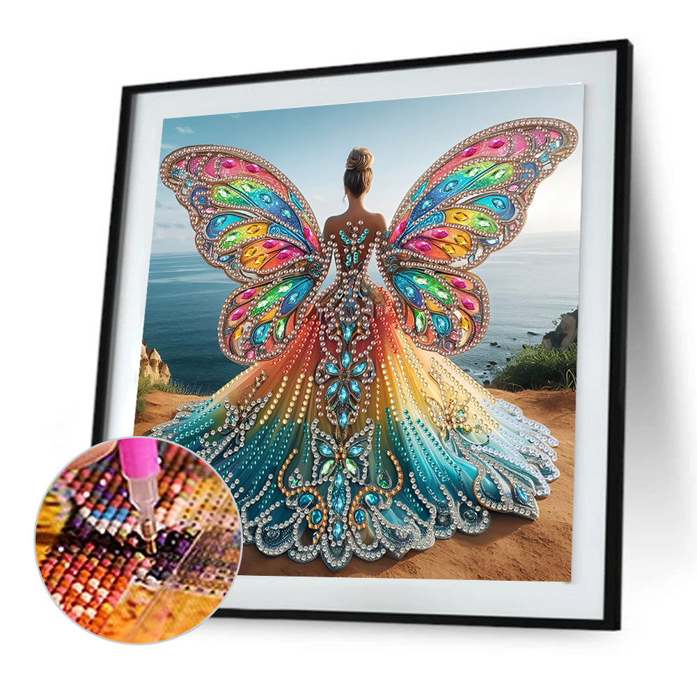 Diamond Painting - Partial Special Shaped - Angel Wings Girl (30*30CM)