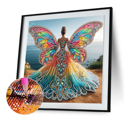 Diamond Painting - Partial Special Shaped - Angel Wings Girl (30*30CM)
