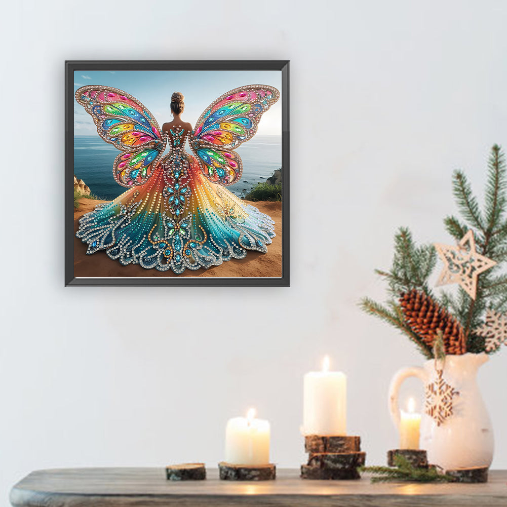 Diamond Painting - Partial Special Shaped - Angel Wings Girl (30*30CM)