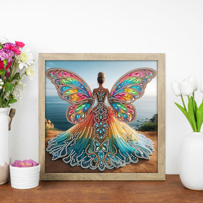 Diamond Painting - Partial Special Shaped - Angel Wings Girl (30*30CM)