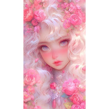 Load image into Gallery viewer, AB Diamond Painting - Full Round - White-Haired Girl And Pink Flowers (40*70CM)
