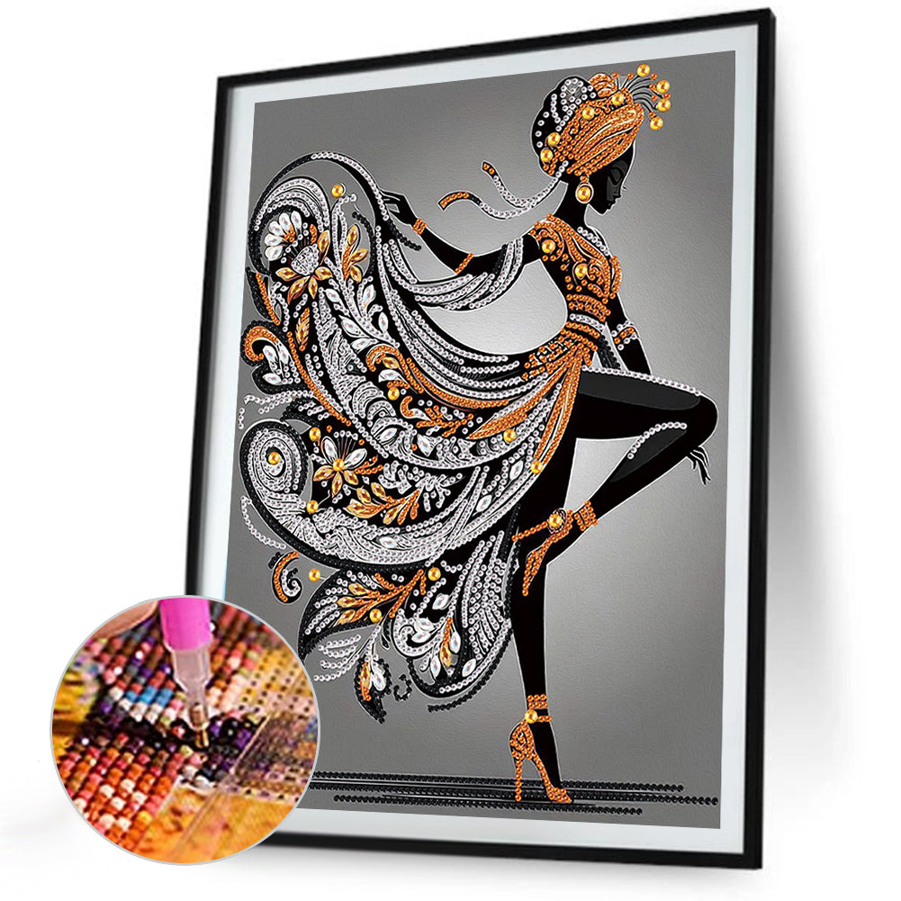 Diamond Painting - Partial Special Shaped - Black Girl (30*40CM)