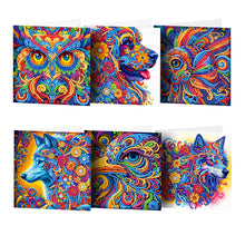 Load image into Gallery viewer, 6Pcs Animal Diamond Painting Greeting Card Set for Festivals and Celebrations
