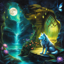 Load image into Gallery viewer, Diamond Painting - Full Round - Luminous Fountain White Wolf (40*40CM)
