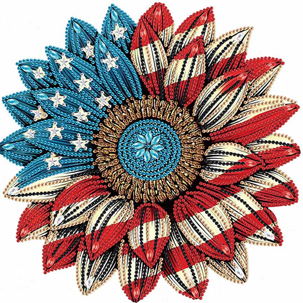 Diamond Painting - Partial Special Shaped - Independence Day Flowers (30*30CM)
