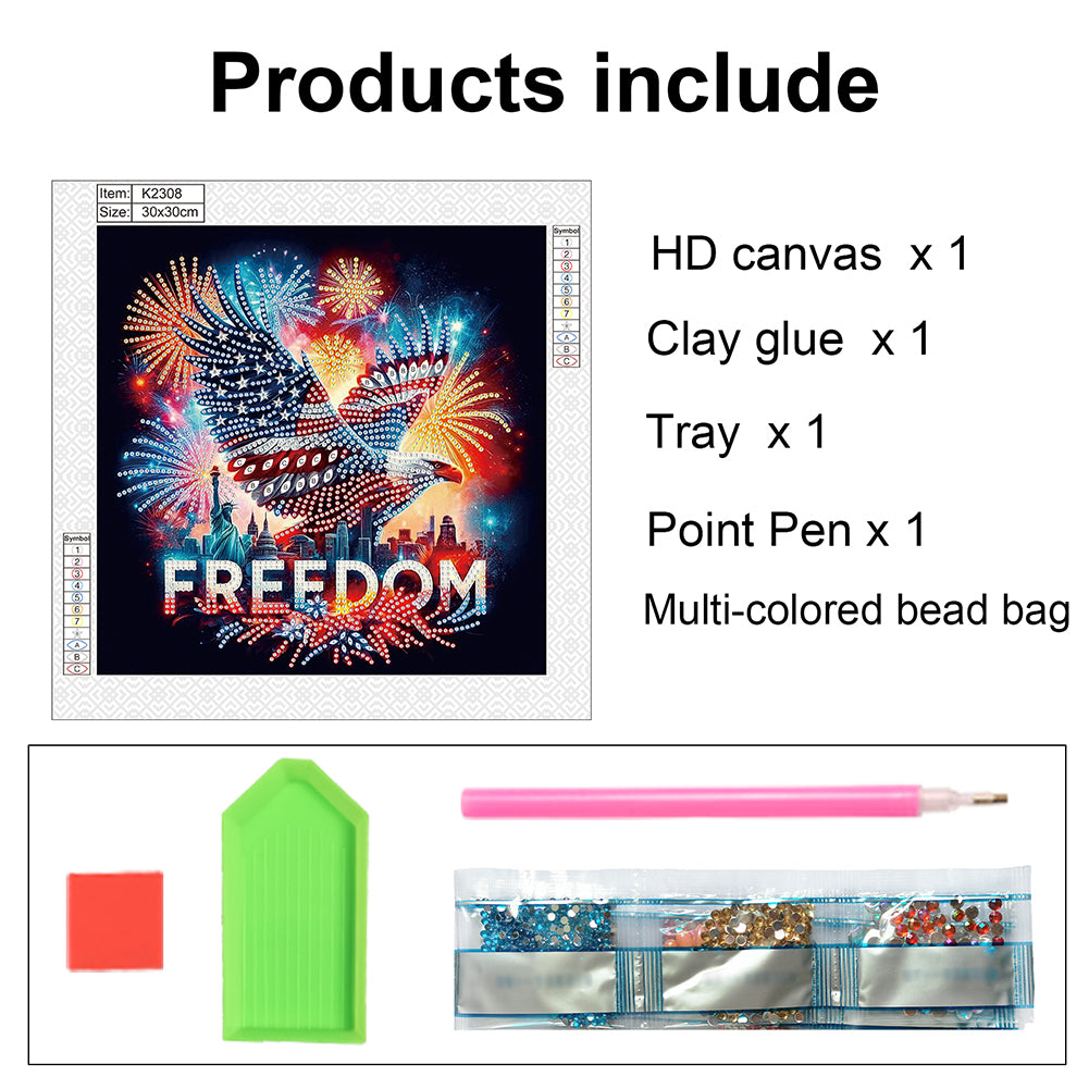 Diamond Painting - Partial Special Shaped - Independence Day Eagle (30*30CM)
