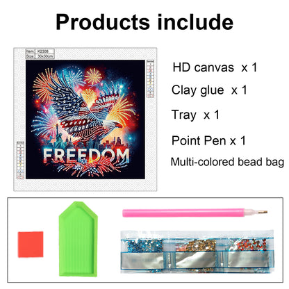 Diamond Painting - Partial Special Shaped - Independence Day Eagle (30*30CM)