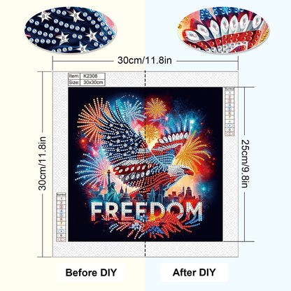 Diamond Painting - Partial Special Shaped - Independence Day Eagle (30*30CM)