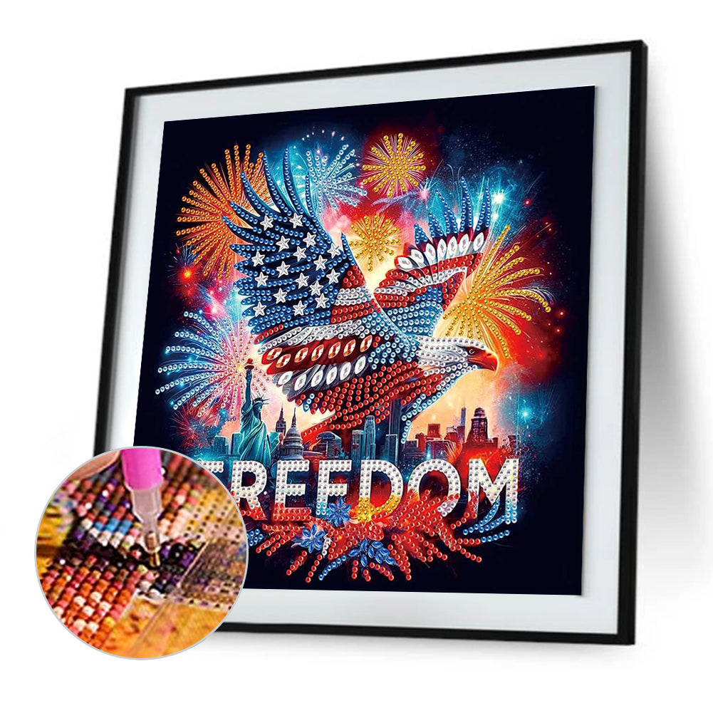 Diamond Painting - Partial Special Shaped - Independence Day Eagle (30*30CM)