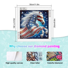 Load image into Gallery viewer, Diamond Painting - Partial Special Shaped - Independence Day Horse (30*30CM)

