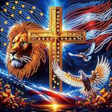 Load image into Gallery viewer, Diamond Painting - Partial Special Shaped - Independence Day Lion (30*30CM)
