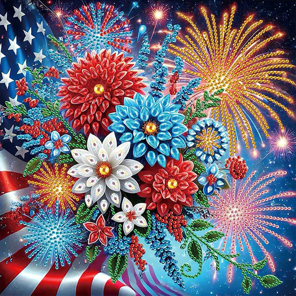 Diamond Painting - Partial Special Shaped - Independence Day Bouquet (30*30CM)