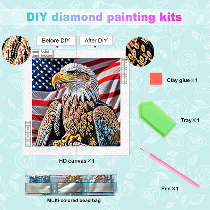 Diamond Painting - Partial Special Shaped - Independence Day Eagle (30*30CM)