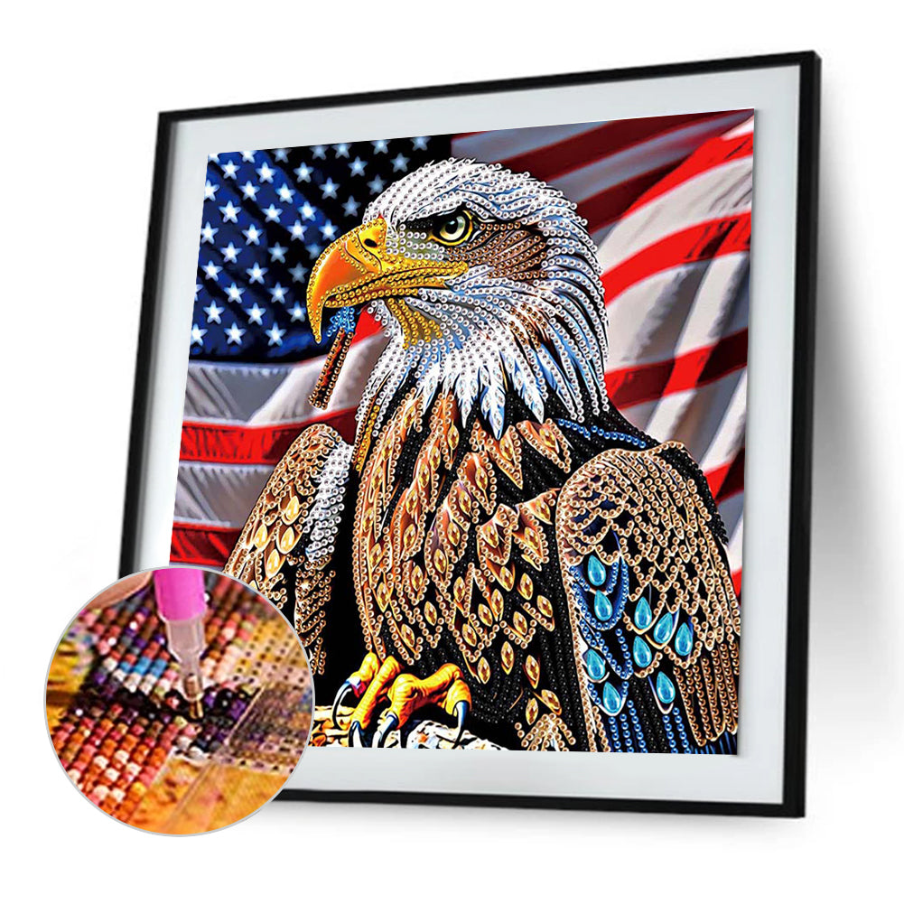 Diamond Painting - Partial Special Shaped - Independence Day Eagle (30*30CM)