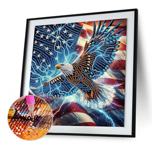 Diamond Painting - Partial Special Shaped - Eagle On Independence Day (30*30CM)